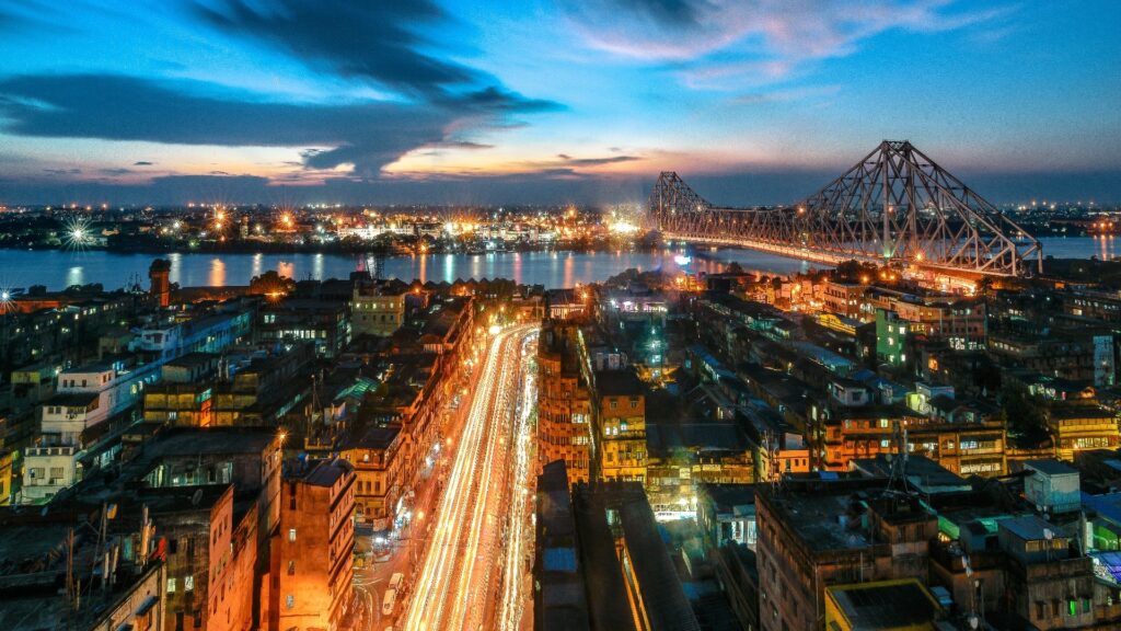 a,stunning,view,of,the,city,of,kolkata,during,the